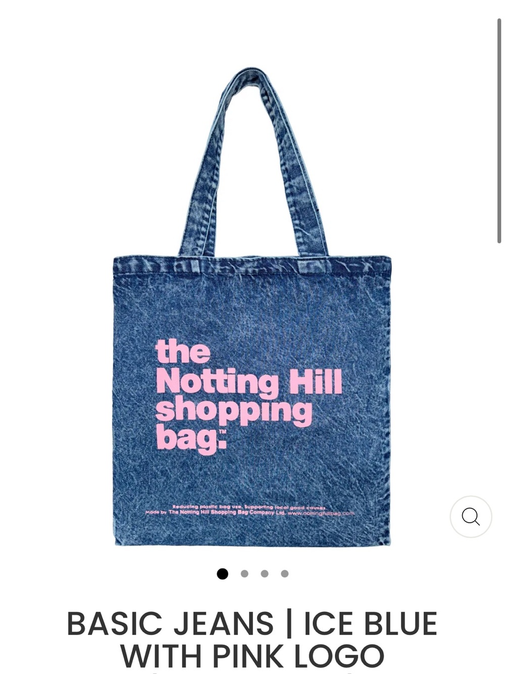 The Nottingham Hill Shopping Bag Denim Jeans Tote Bag in Ice Blue Pink Logo NWT